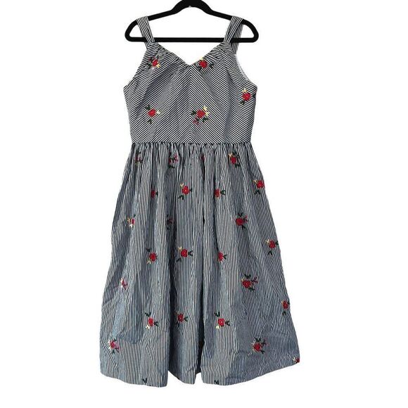 Pastourelle by Pippa and Julie Embroidered Flower Stripe Dress Size 12 - Picture 1 of 6